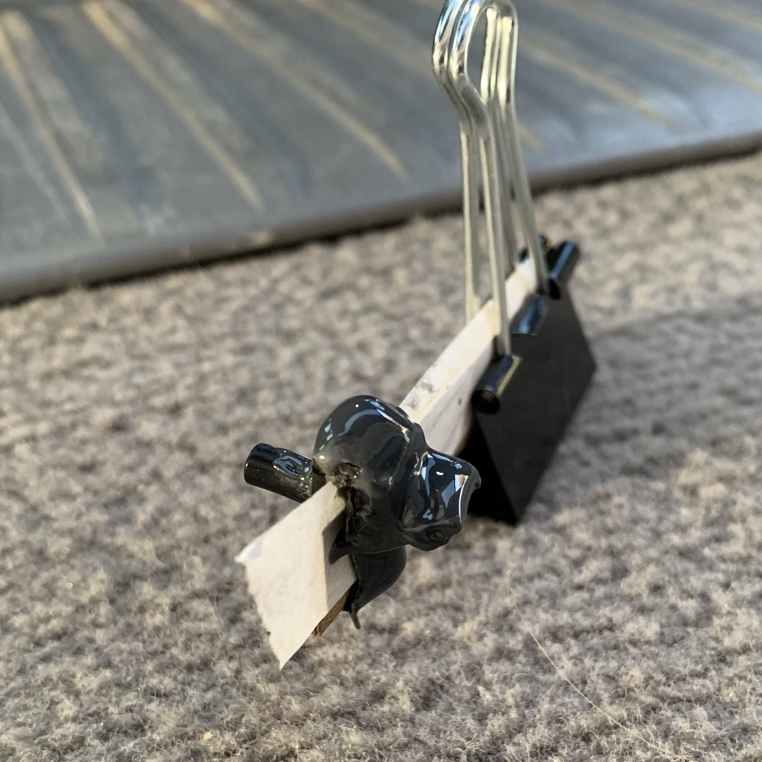 Top view of the second attempt with metal (two pieces) and epoxy.