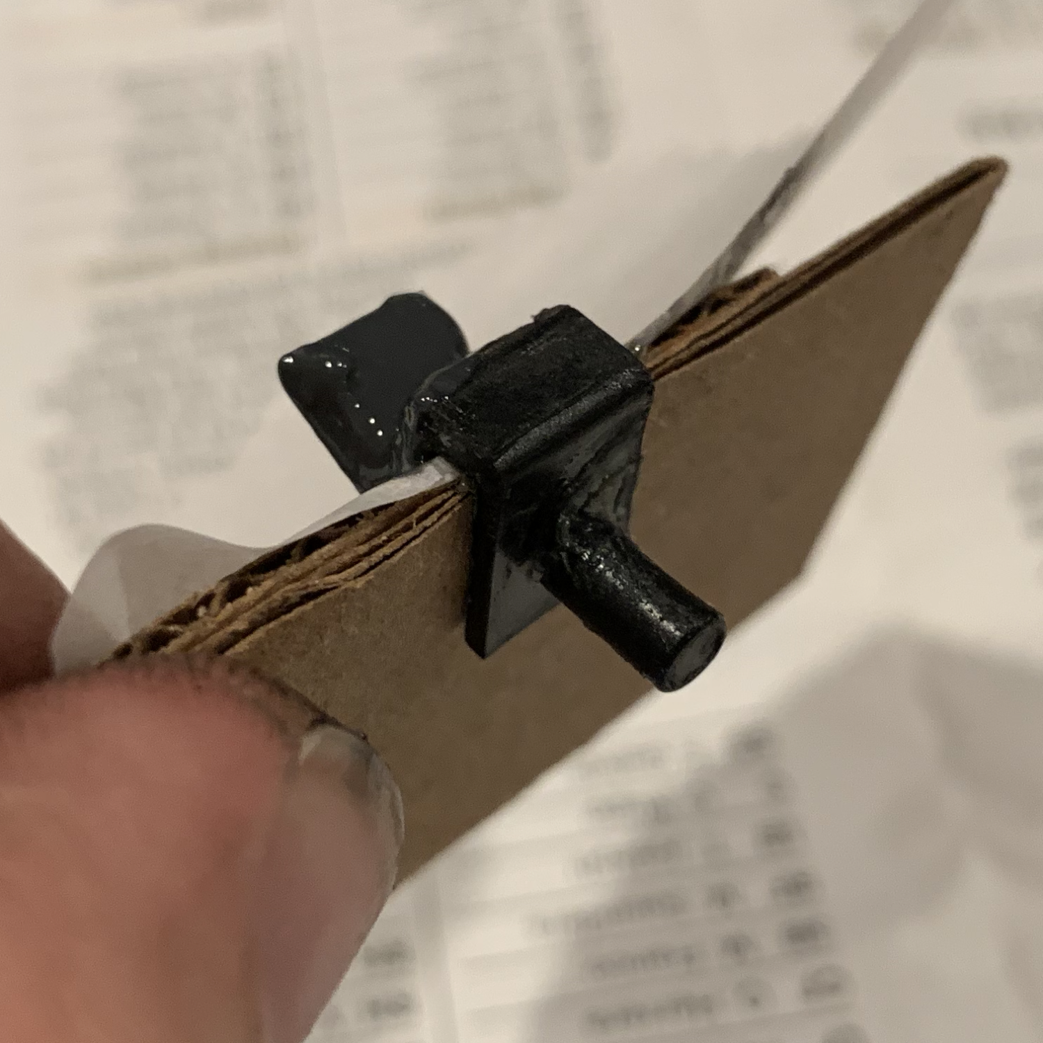 Bottom view of the first attempt with metal and epoxy.